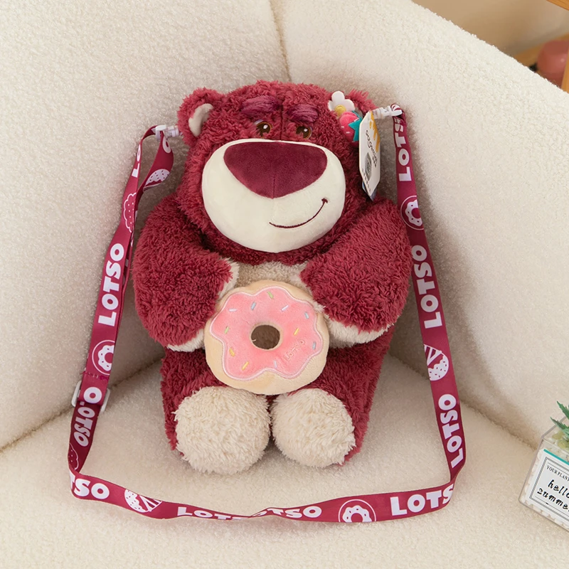 Disney迪士尼草莓熊甜甜圈玩偶公仔包斜挎包毛绒玩具娃娃生日礼物