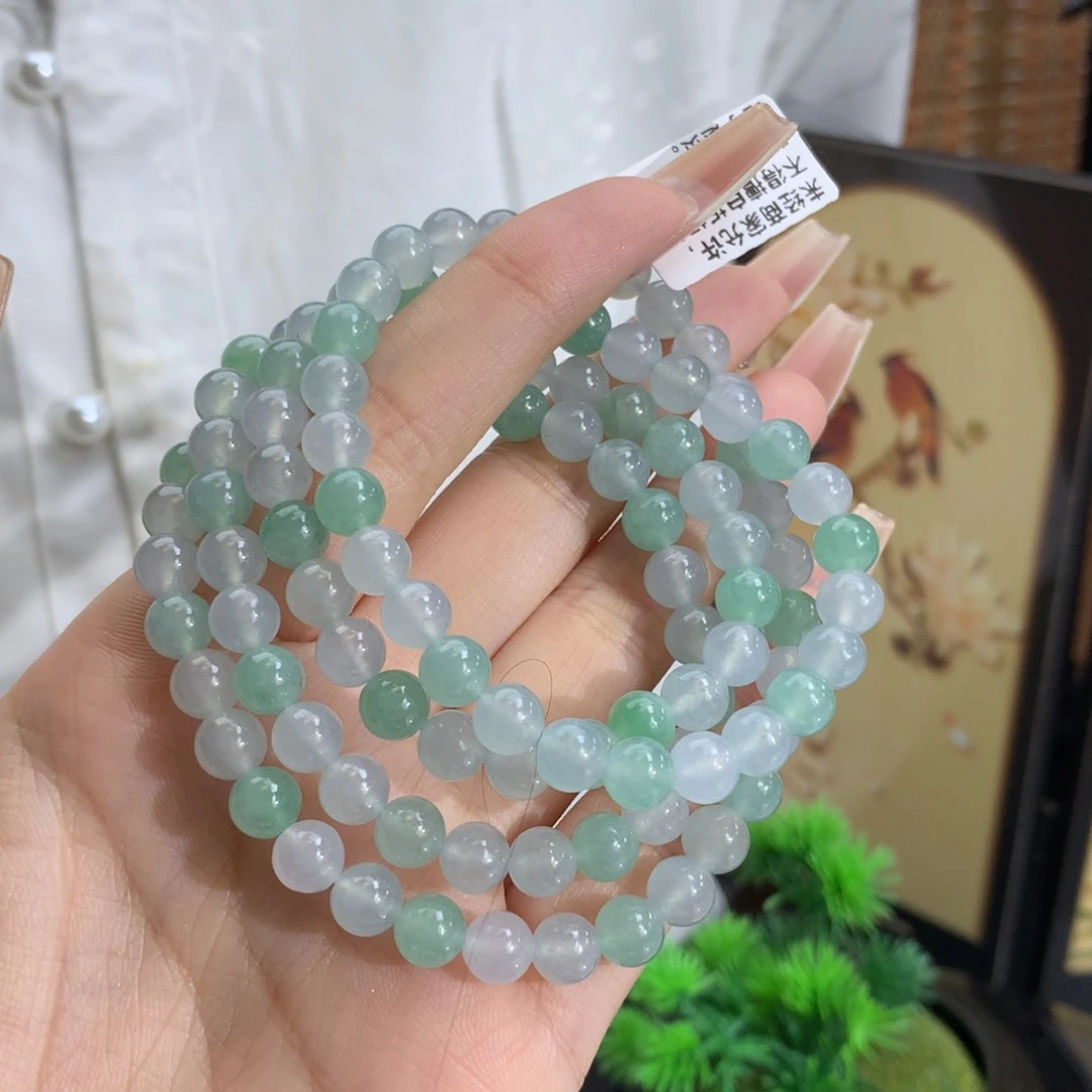 未镶嵌手链翡翠A****商卡6.5冰胶双彩