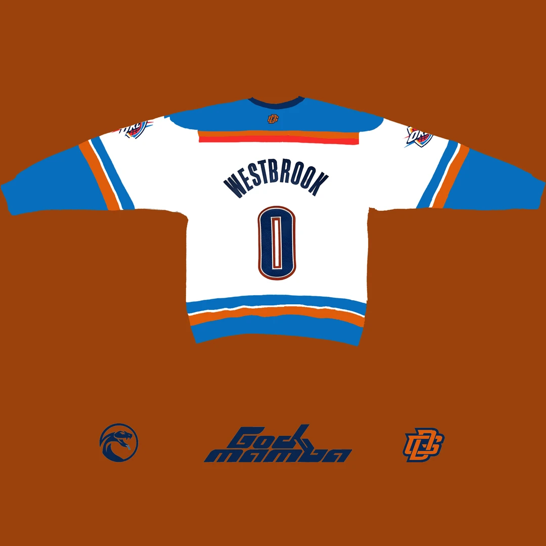 【雷霆限定配色】威少0号OKC美式休闲冰球服球衣卫衣