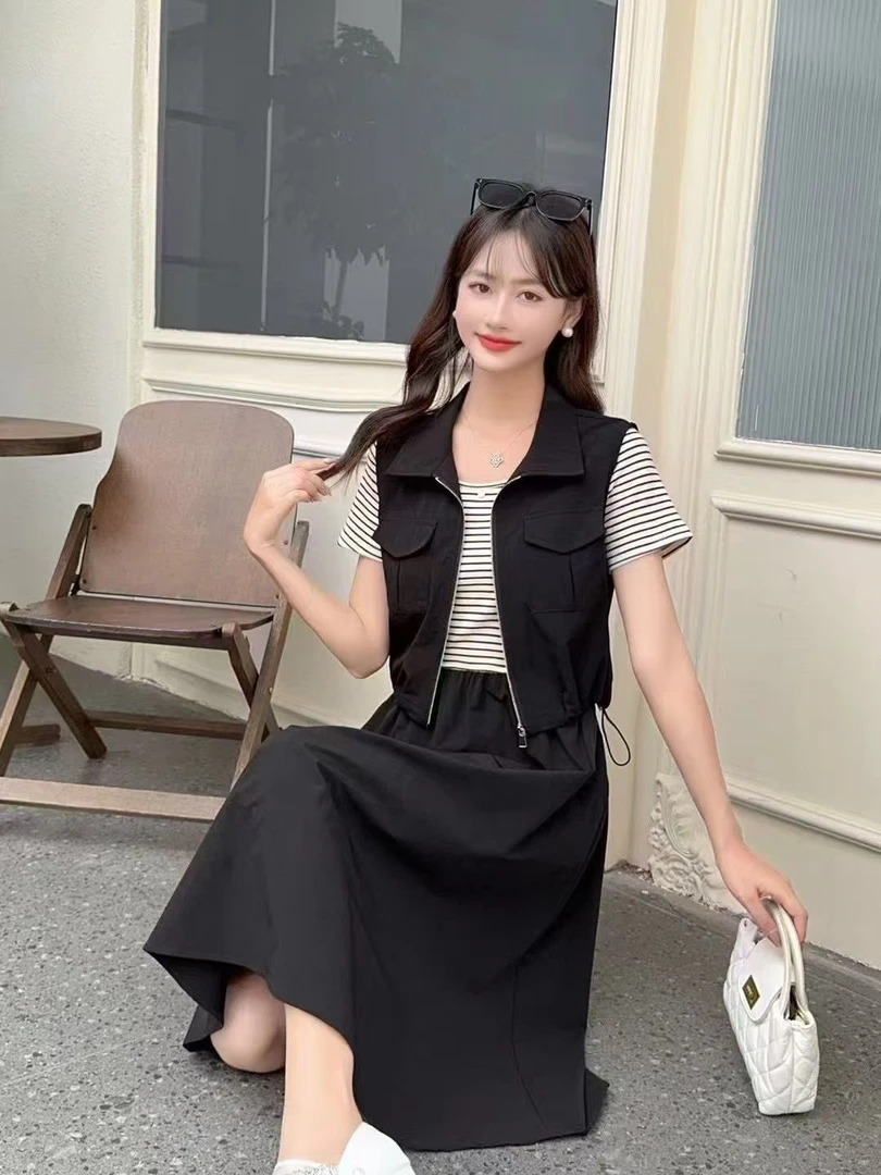 法式复古V领长袖上衣搭配高腰显瘦半身裙女装裙子