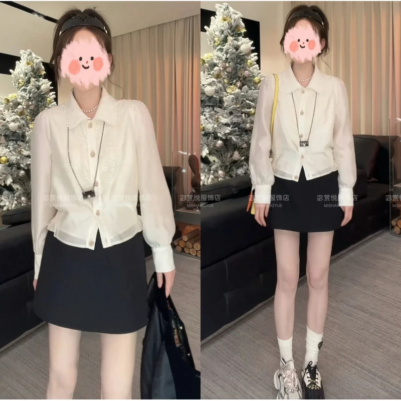 早春穿搭一整套女装轻奢高级感小香风衬衫裙裤两件套时尚洋气百搭