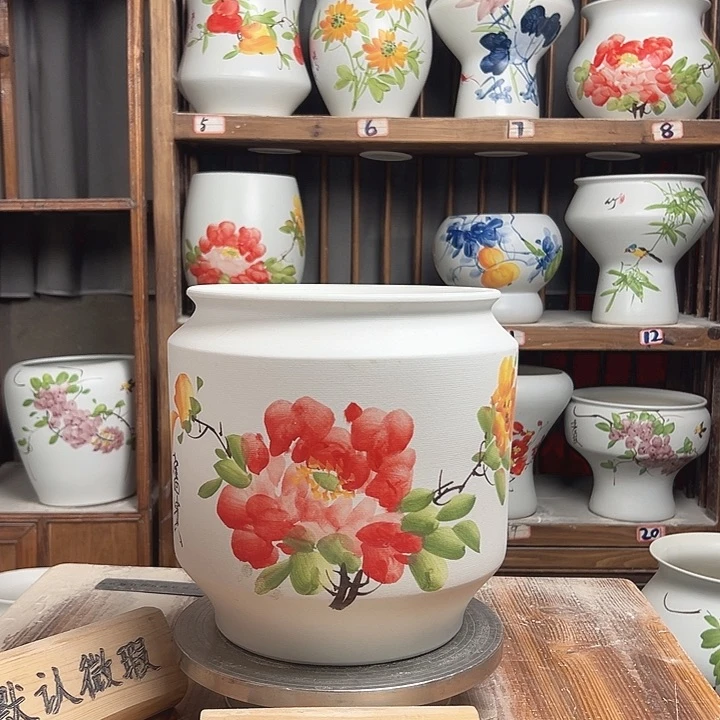 摆件电饭煲红牡丹新款陶瓷陶瓷