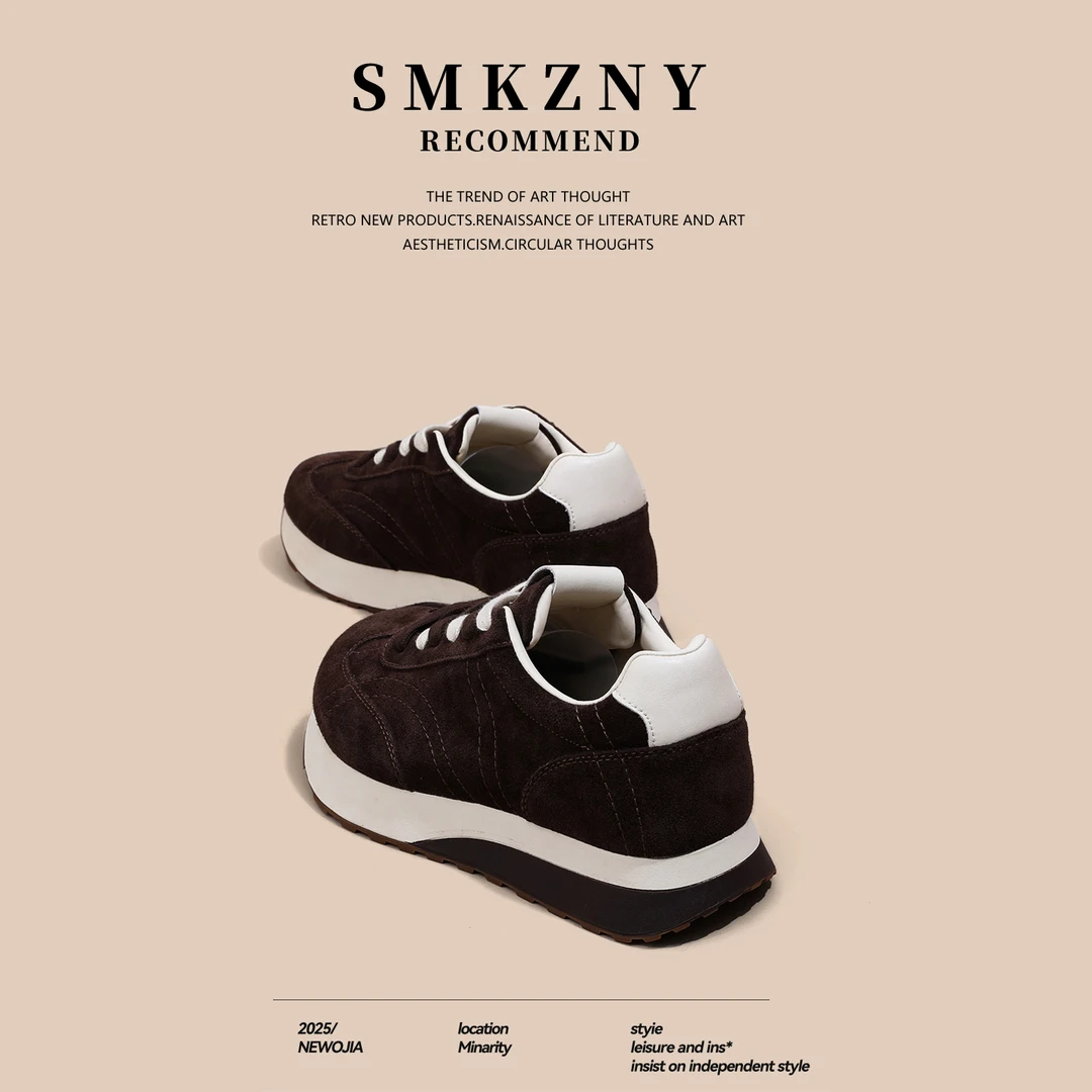 爆款厚底老爹鞋女款2025秋季新款百搭学生轻便小个子内增高德训鞋