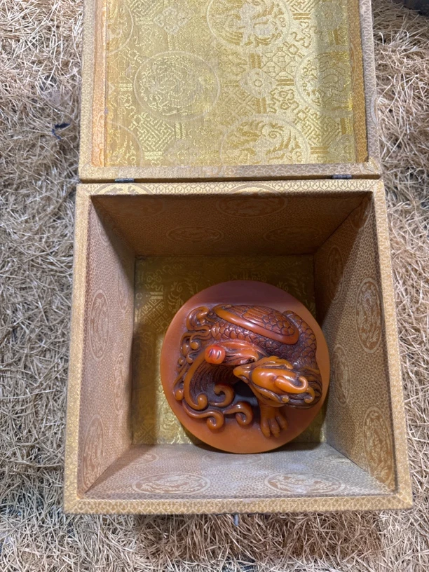 黄色带盒凤印章一个摆件链接3