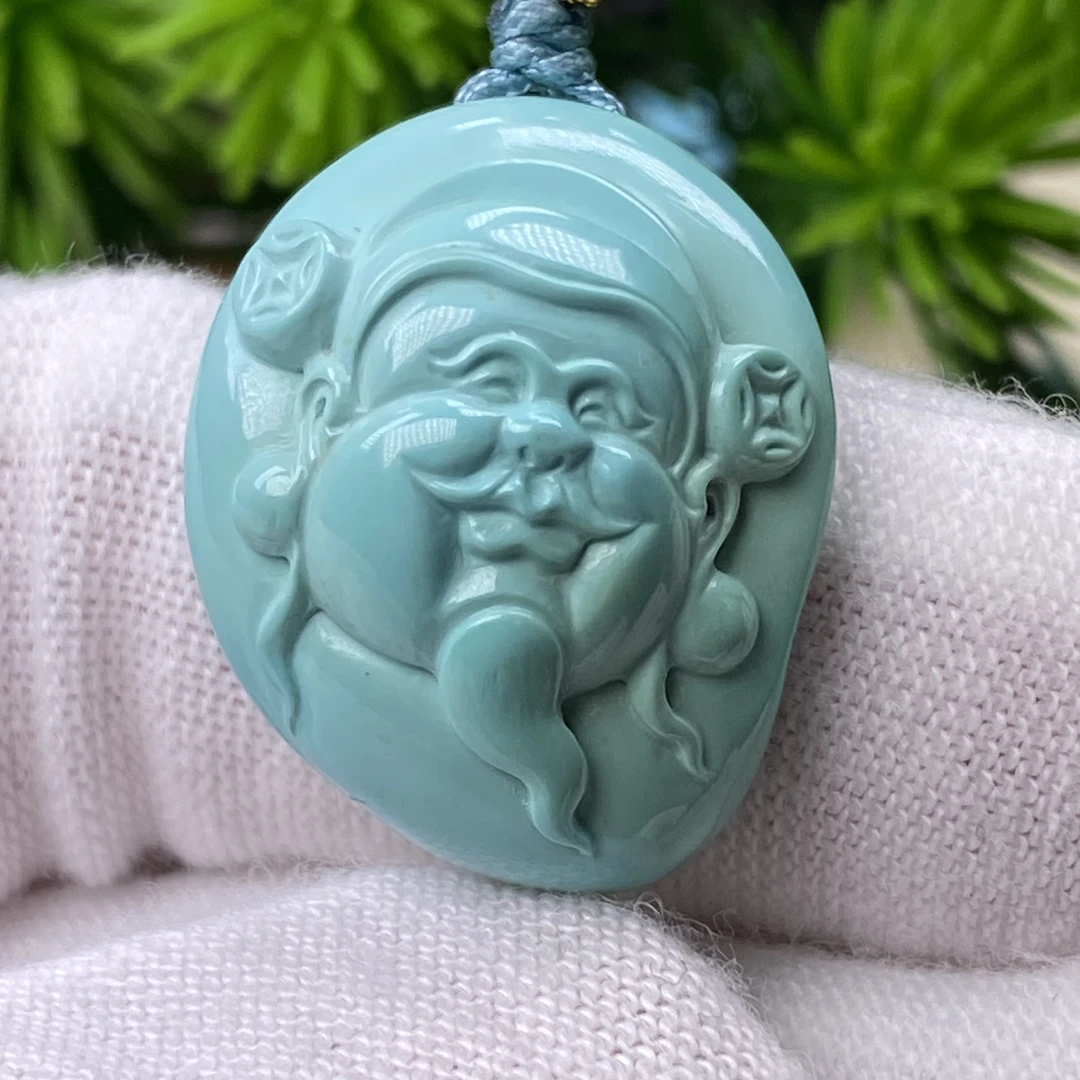 新年福利高瓷精工雕刻财神吊坠侧挂
