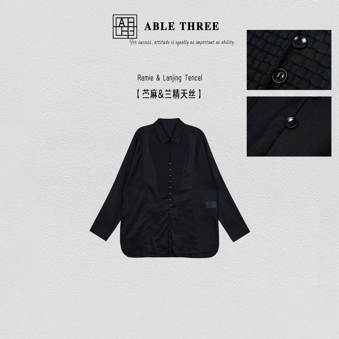 ABLE THREE | 52苎麻 手工编织前襟立裁蝙蝠衬衫 YG-SS9636