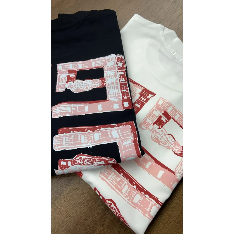 【53号链接】*彩色回形图* 夏天潮牌宽松圆领短袖T恤男女同款177