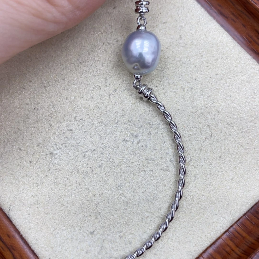 手镯银S925镶嵌海水珍珠