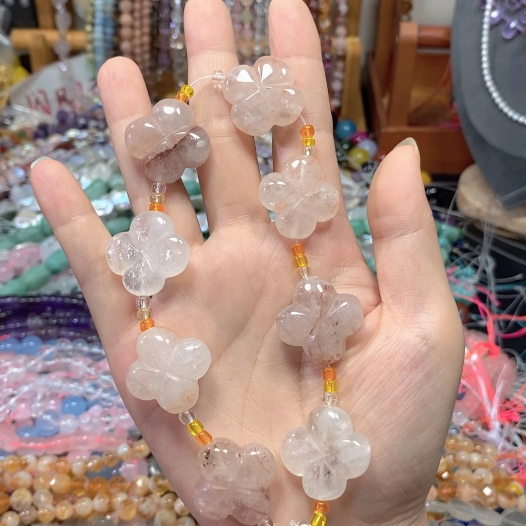 玛瑙/玉髓合金珠宝半成品胶花雕刻件8颗