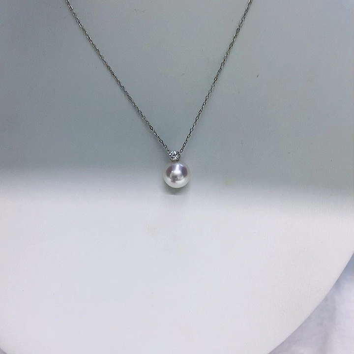 18K金镶嵌吊坠8.5-9海水珍珠