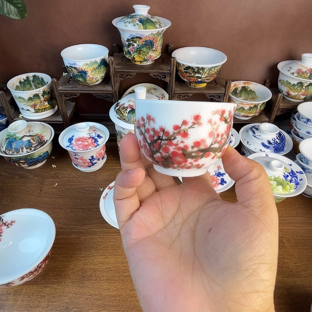 忠意堂釉下彩梅开五福