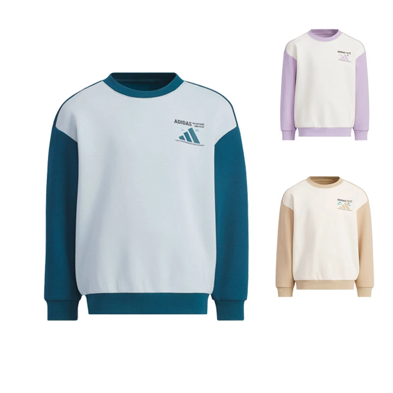 adidas/阿迪达斯秋男女中大童套头双面针织圆领运动卫衣KC5334