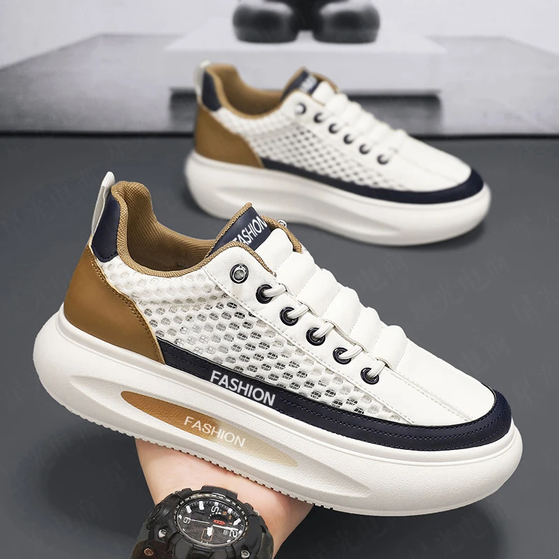 啄木鸟男士新款增高网面鞋潮流透气运动老爹鞋厚底鞋子休闲鞋网鞋