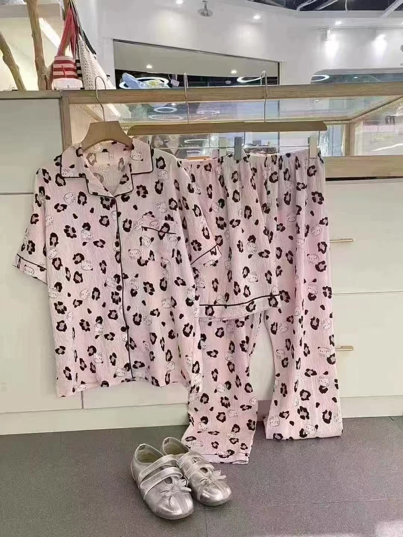【韩衣舍】女短袖睡衣家居服三件套装休闲