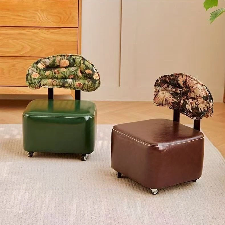 加大加宽逍遥小沙发实木靠背旋转凳家用溜溜椅客厅沙发凳换鞋凳子