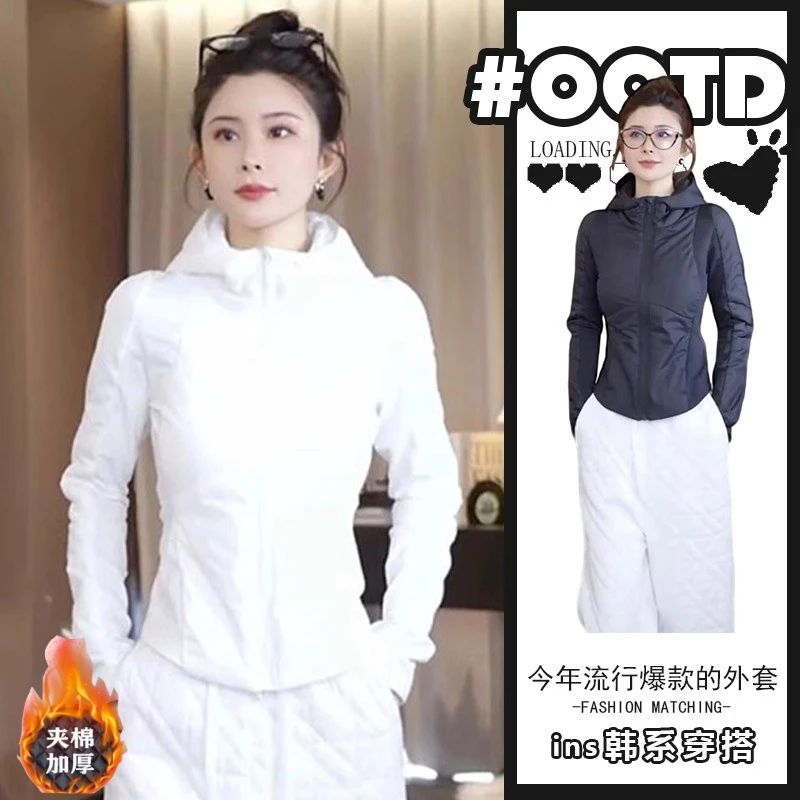 韩式修身新款百搭宽松二棉连帽外套小众轻奢休闲时尚感棉外套潮款