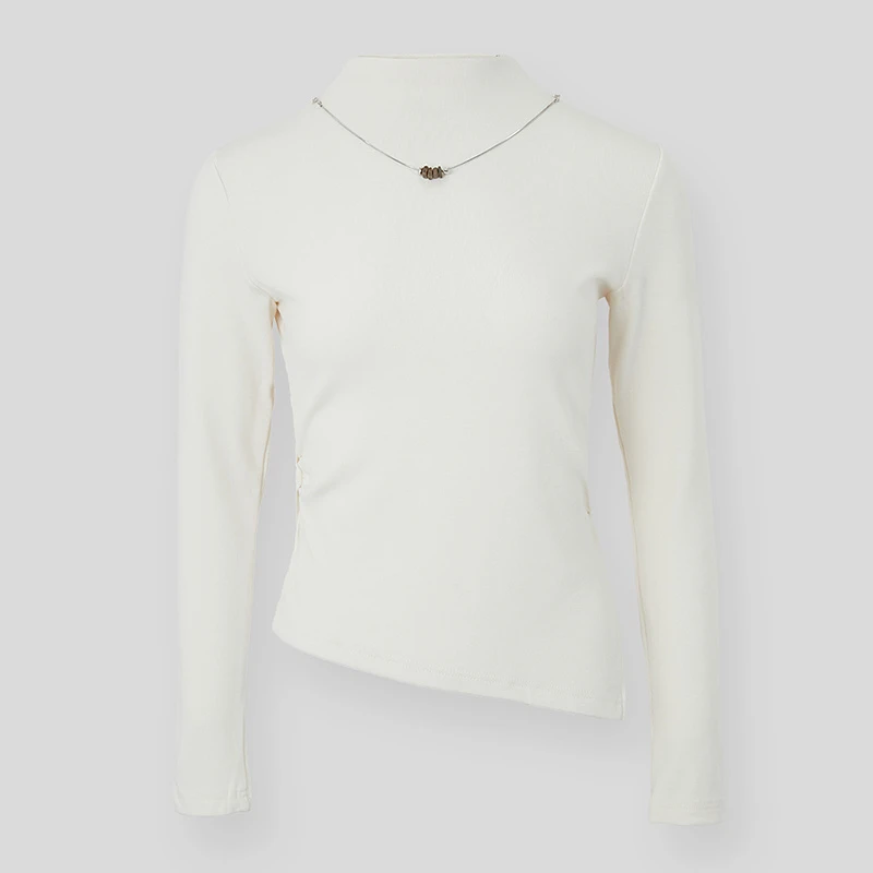 爱客2025年女长袖简约百搭半高领T恤冬季女款打底衫YA25443Z001