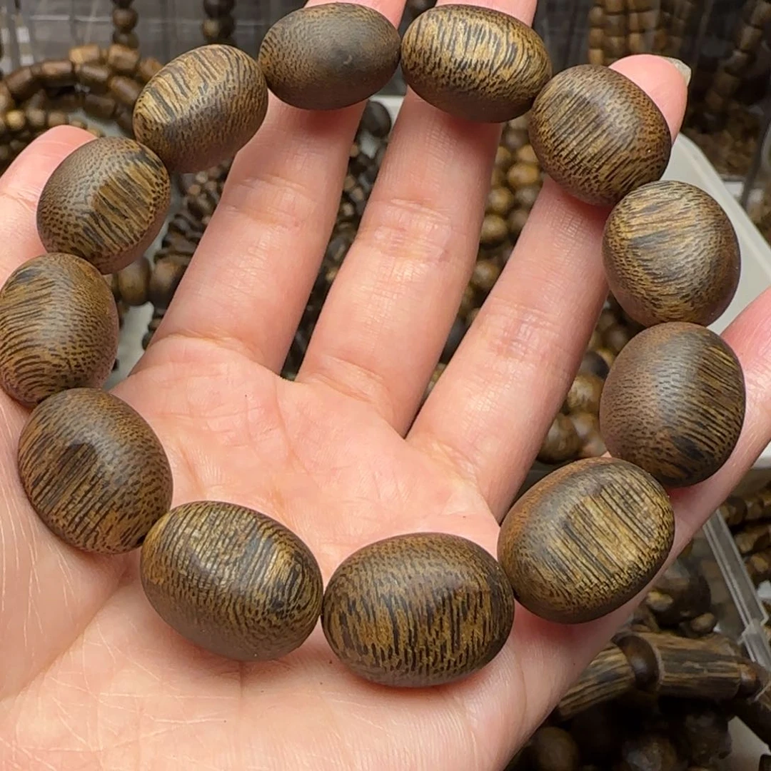 沉香手串苏*辘单圈留疤乌身老料13.9克高油