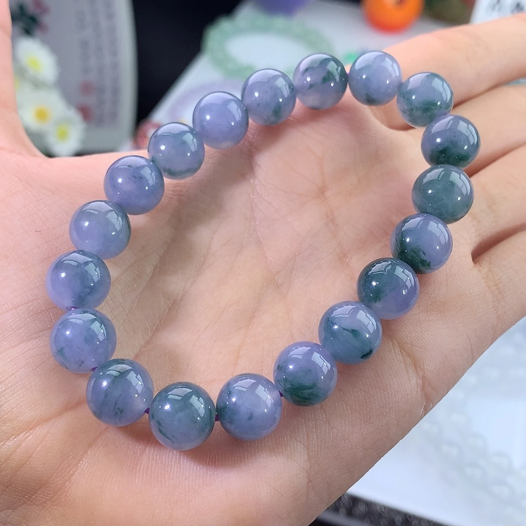 未镶嵌手链翡翠浓郁紫罗兰飘花手串