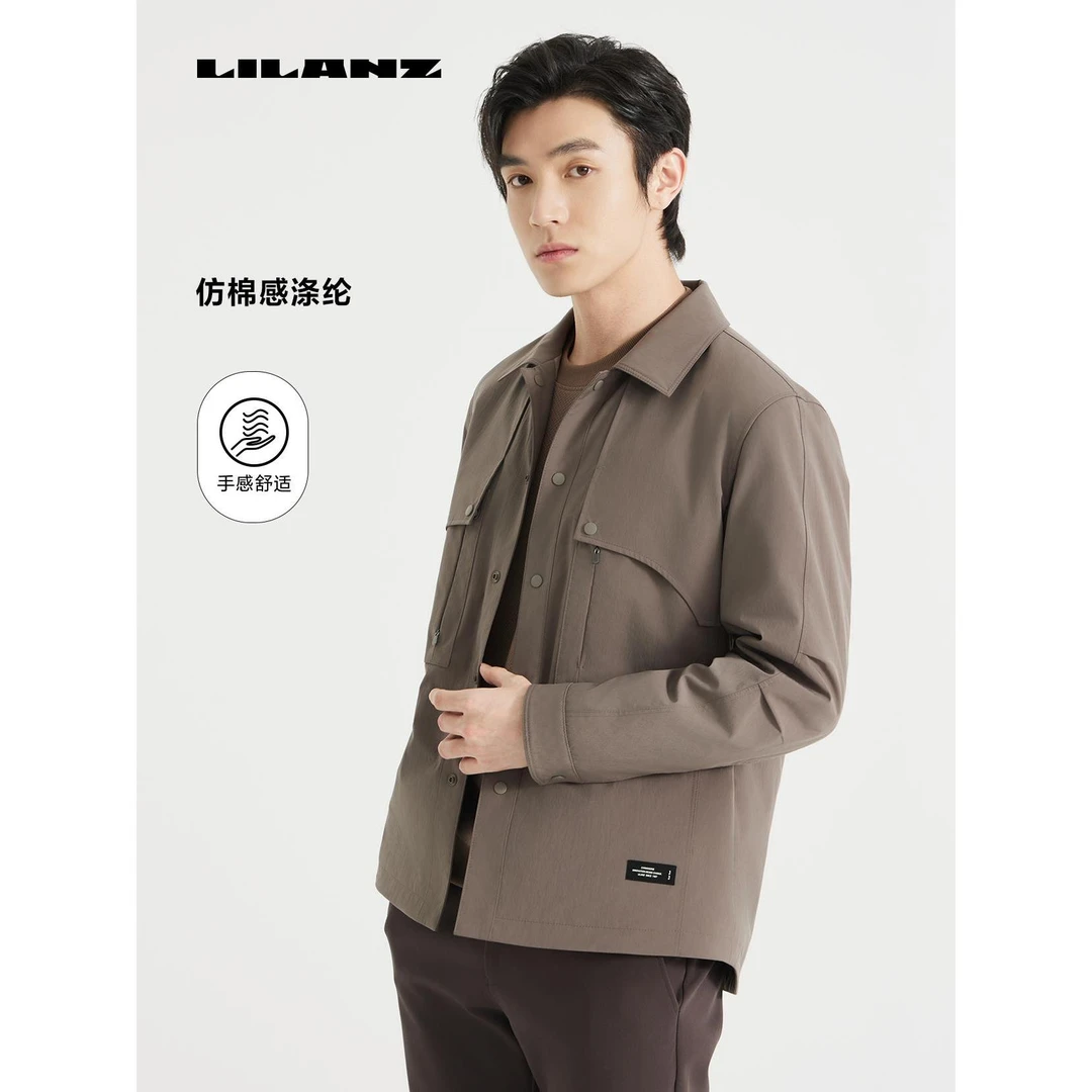 利郎【夹棉加厚】男士翻领秋冬简约时尚保暖风衣防风外套24QFY006
