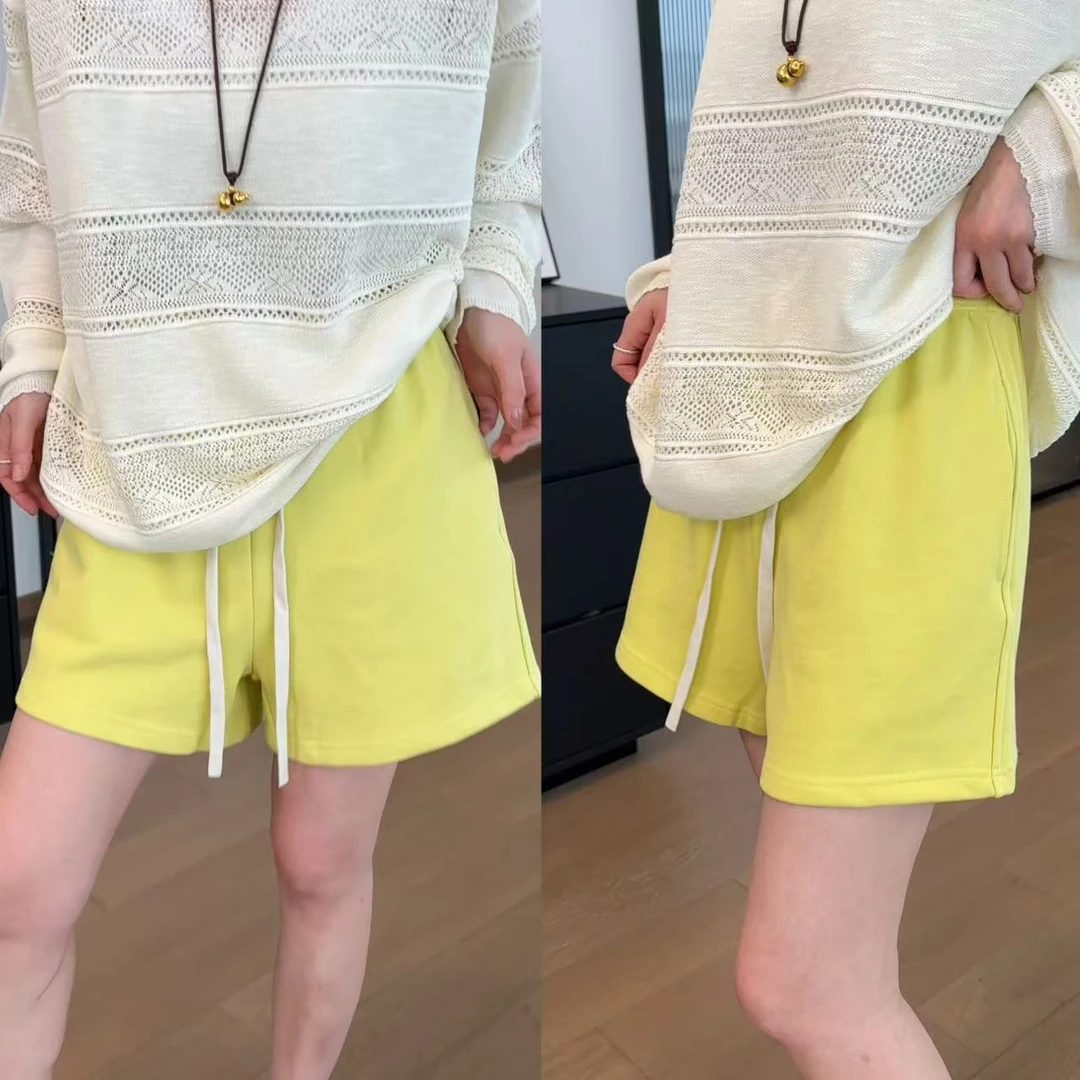 玖了个玖 2025夏 极简百搭超舒服腰头三色抽绳休闲短裤 2504C2085