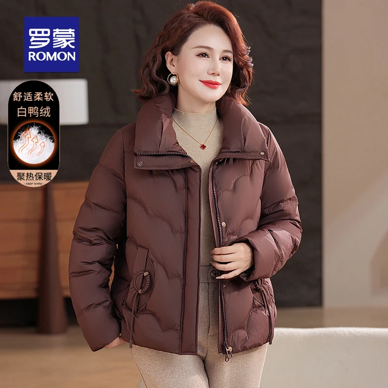 罗蒙小个子中年妈妈冬装羽绒服短款显高妈妈装外套新款中老年女装