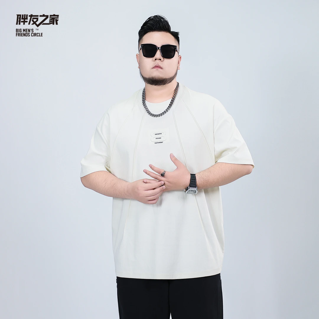 夏季新款短袖质感圆领T恤短袖男士大码男装宽松印花上衣PC520806