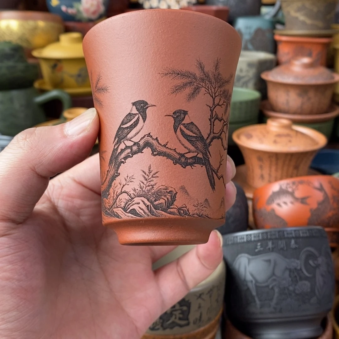 紫砂杯子宜兴全手工紫砂杯