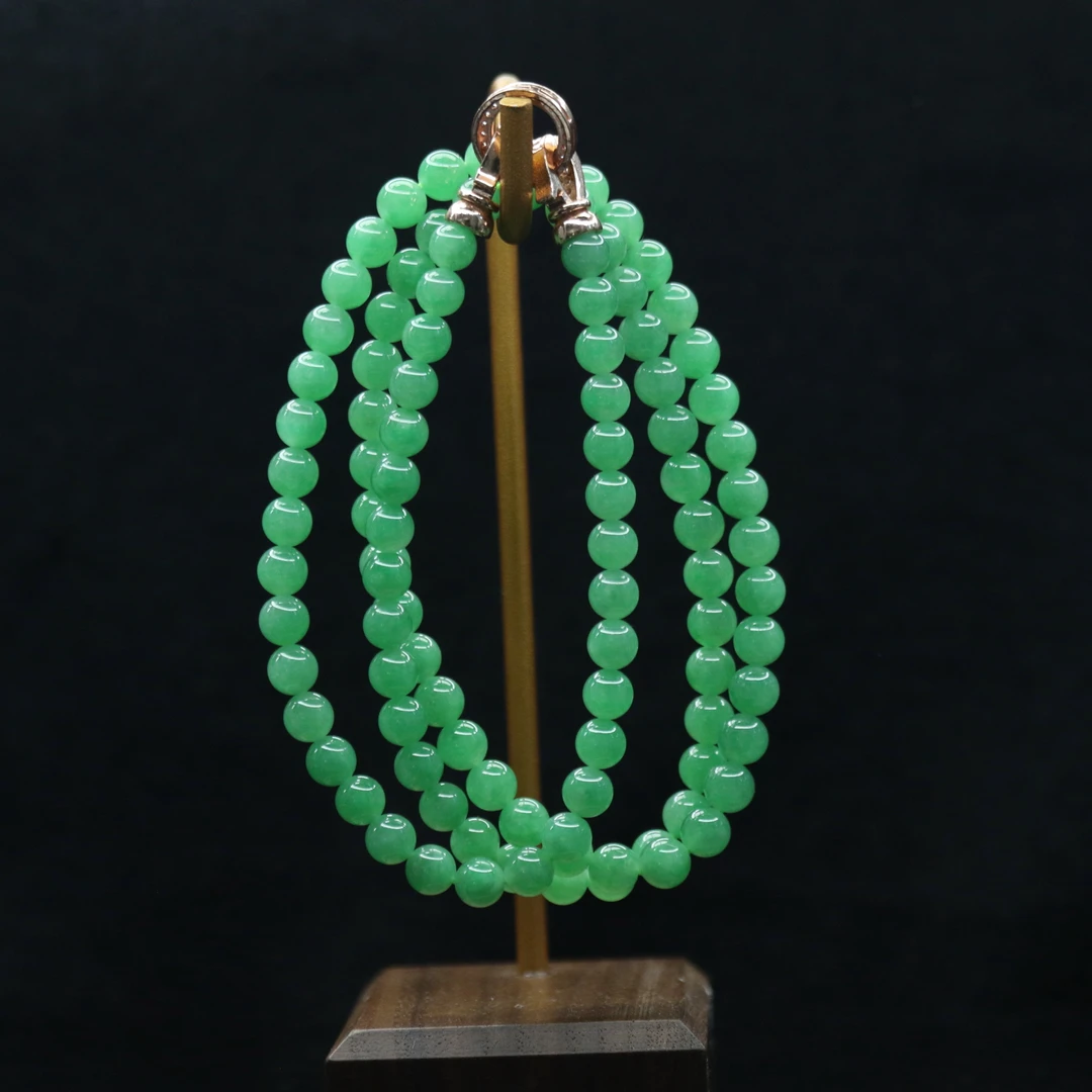 26天然缅甸翡翠A货绿珠链/500167/北京中保拍卖