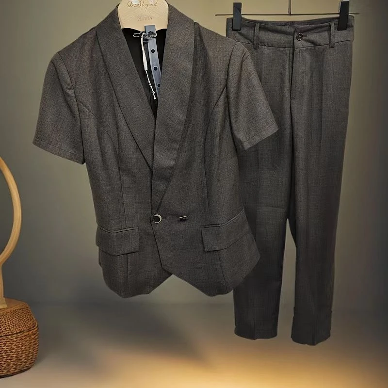 0112常规款西装套装修身型通勤轻职风常规短袖西装套装