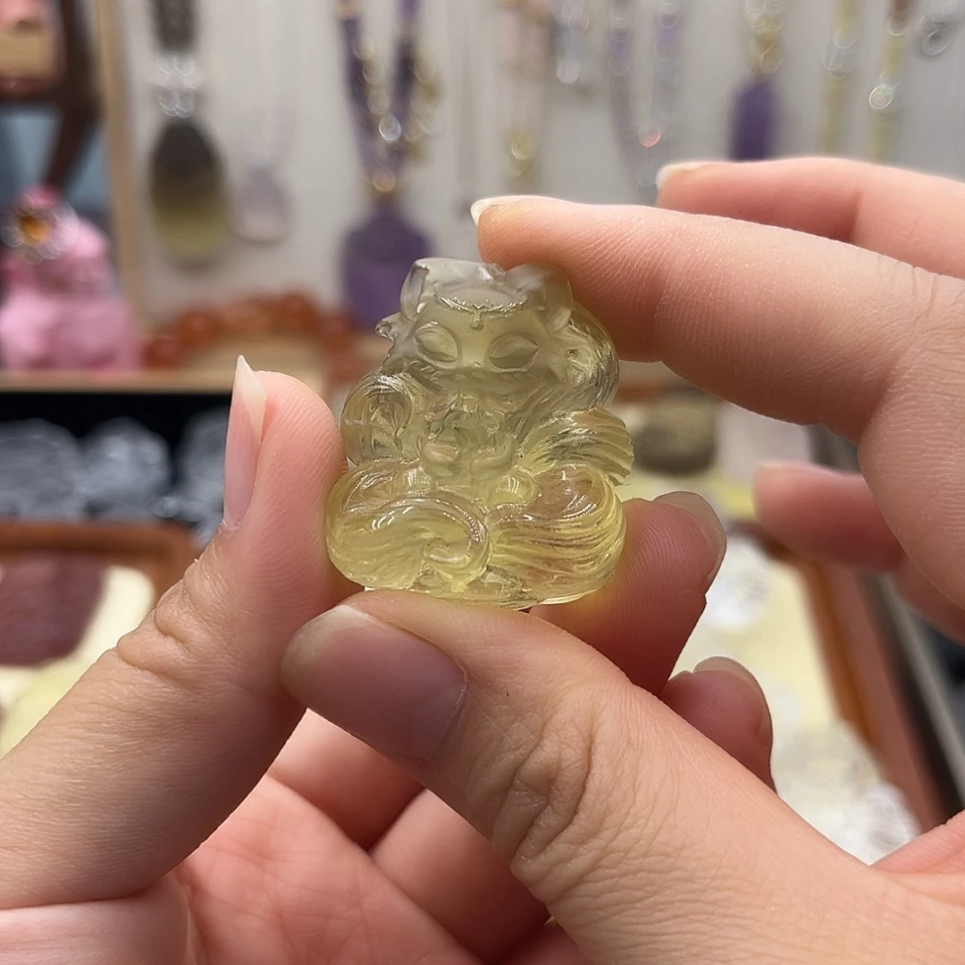 银S925镶嵌颈饰水晶懒*-黄水立体九尾105