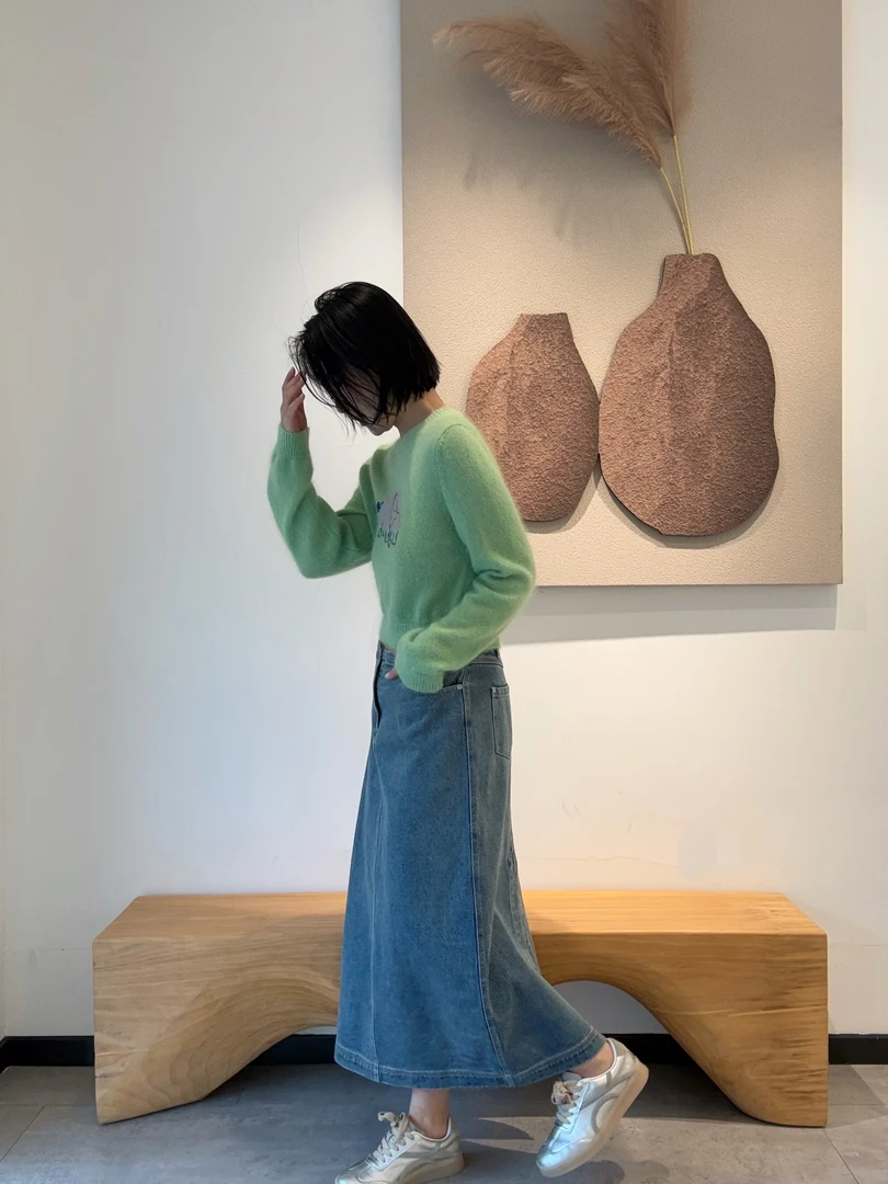 YOEYYOU直身倒褶长半裙