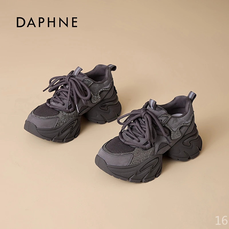 达芙妮厚底增高网面四季老爹鞋女2025秋季新款小个子复古休闲鞋L