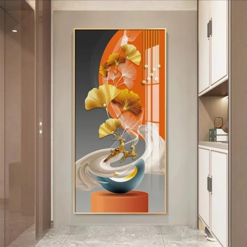 【蒂彩家艺】玄关X98 金杏抽象入户玄关装饰画现代轻奢走廊过道画