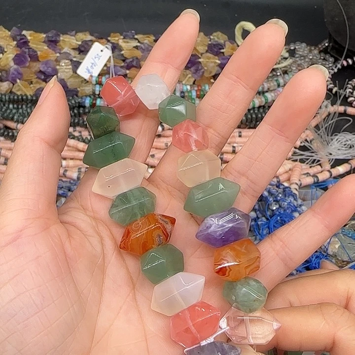 玛瑙/玉髓合金珠宝半成品多宝水晶9-18mm半条