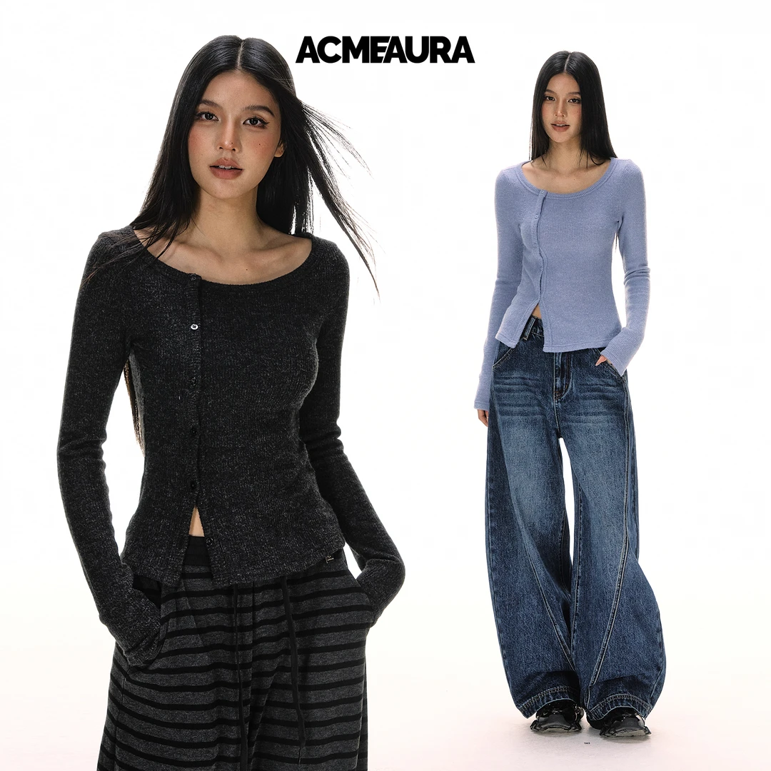 ACMEAURA 2025冬季新款修身圆领显瘦上衣