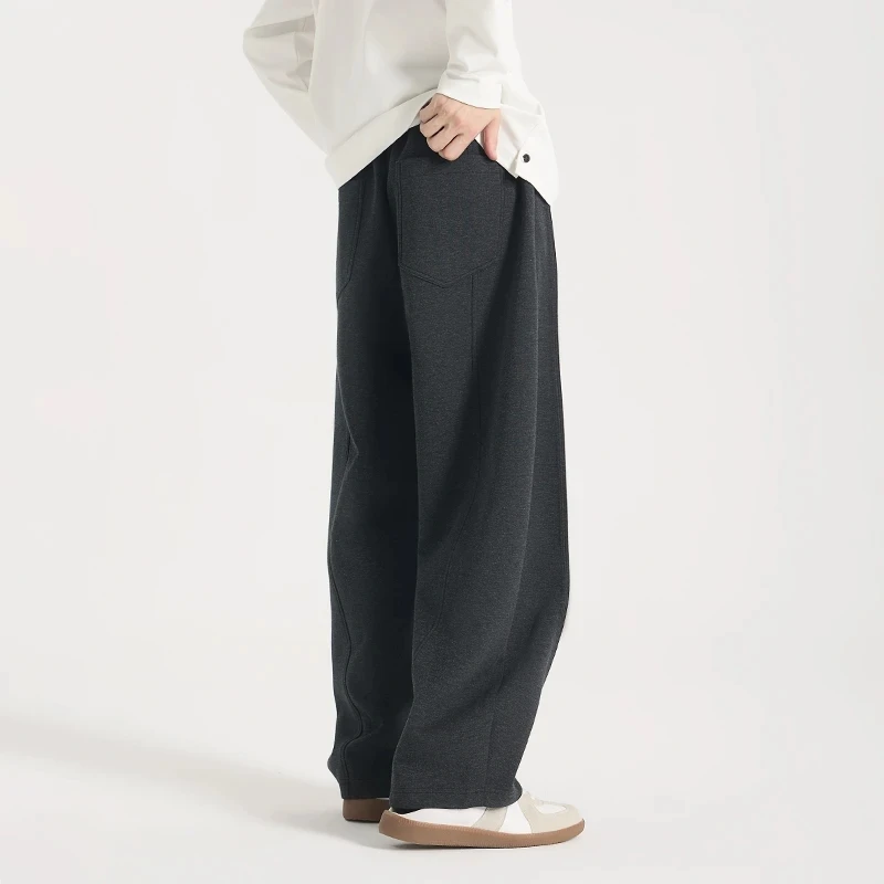 2025杭曼『雾屿』cleanfit秋冬松弛简约卫裤直筒微弯刀廓形休闲裤男