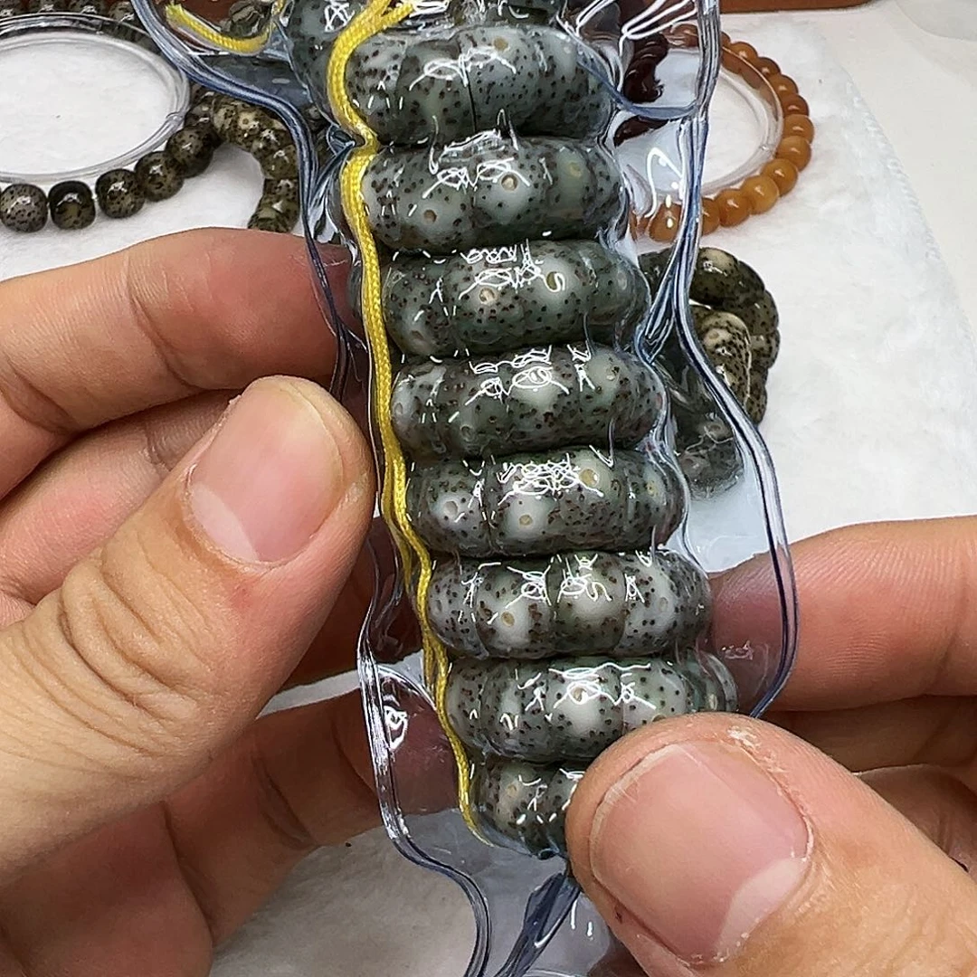 星月菩提手串89王者糯冰绿石玉星月菩提猪大肠108-9