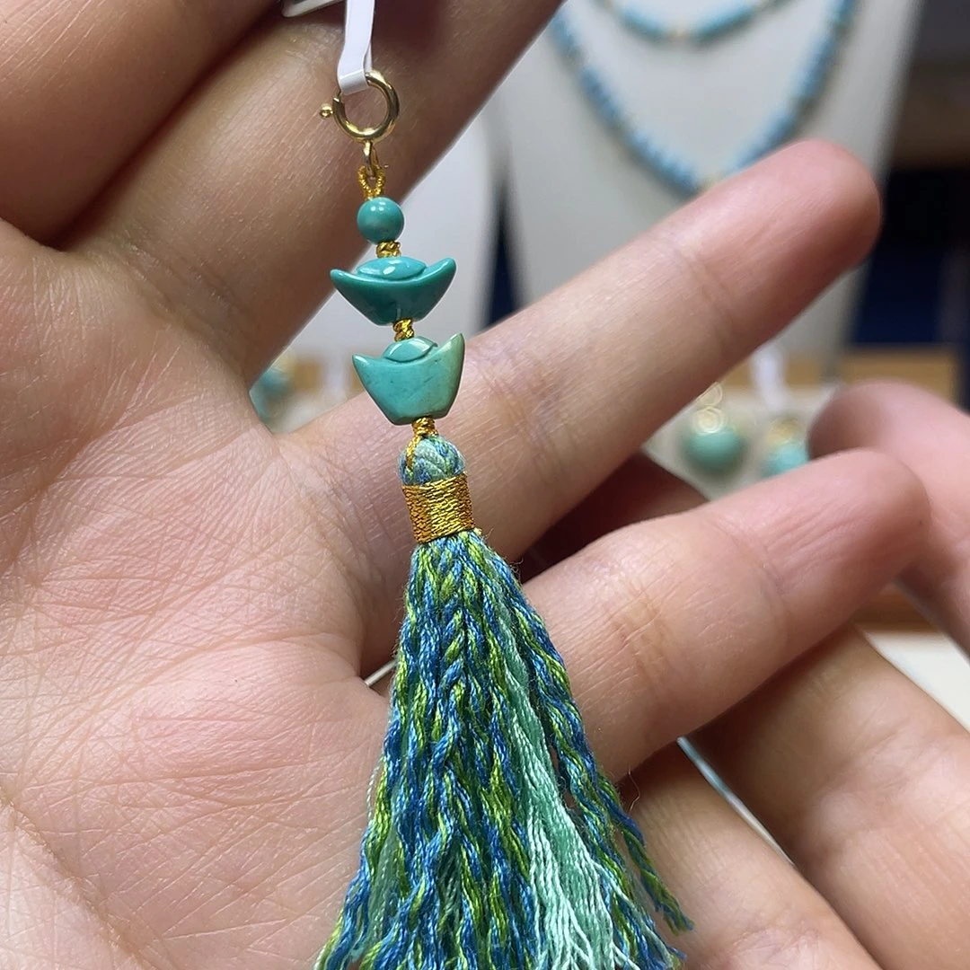 绿松石银S925镀金镶嵌滴流