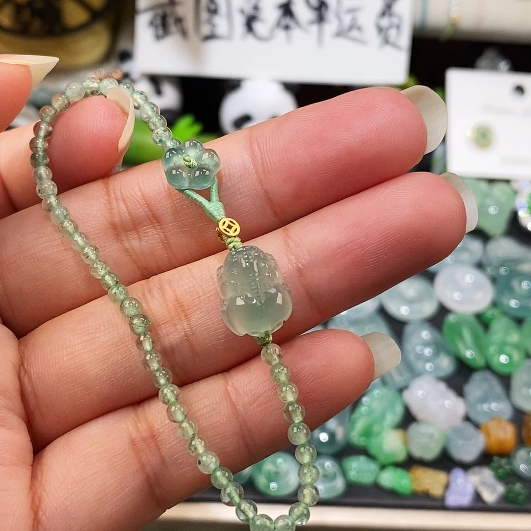 翡翠未镶嵌颈饰冰种貔貅小花手链16