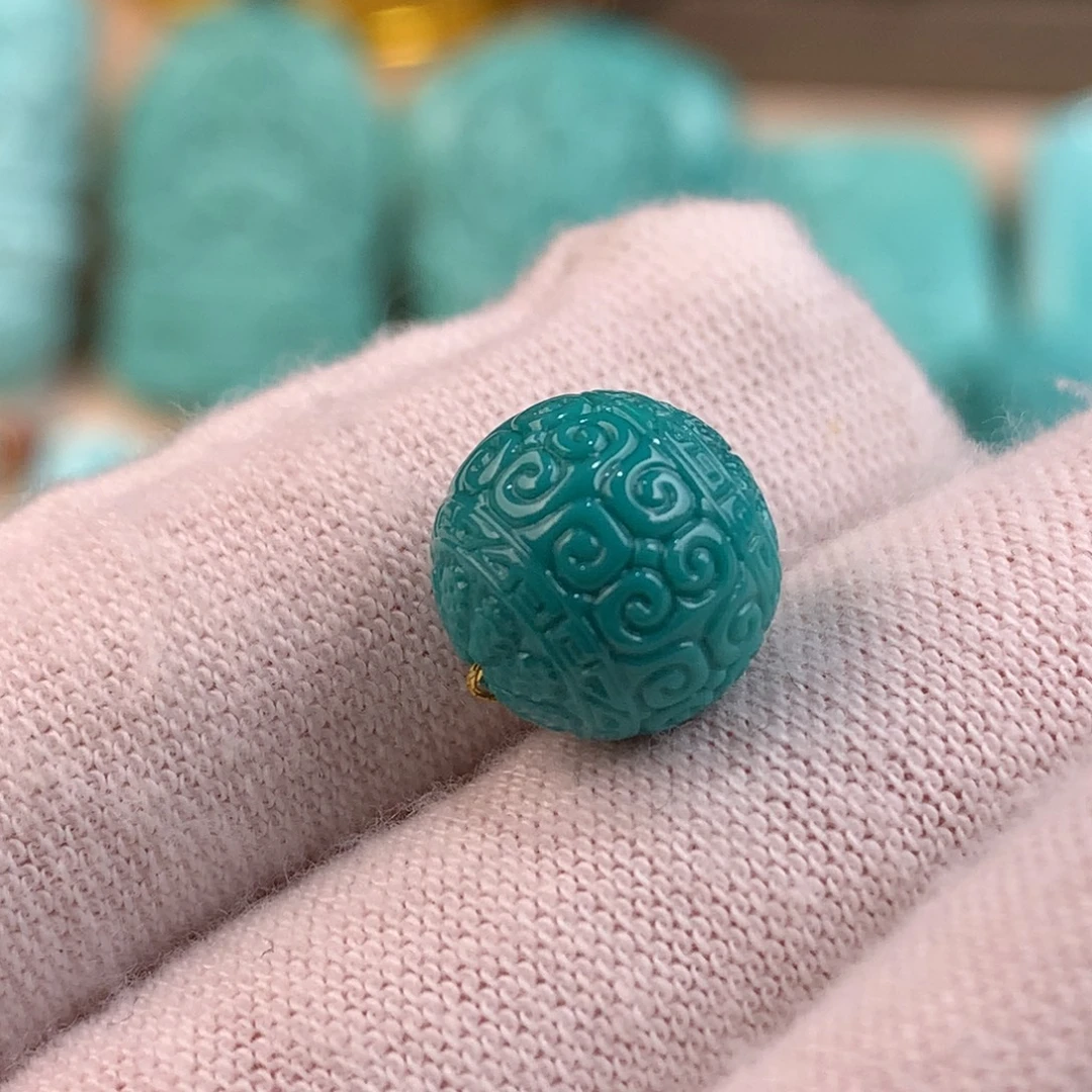 绿松石未镶嵌回纹圆珠卡10.8