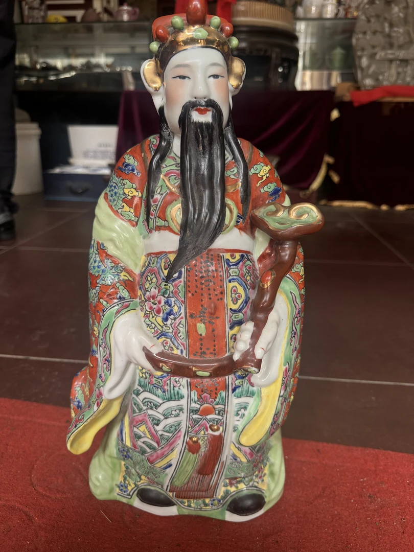 招财进宝财神爷手工陶瓷老物件