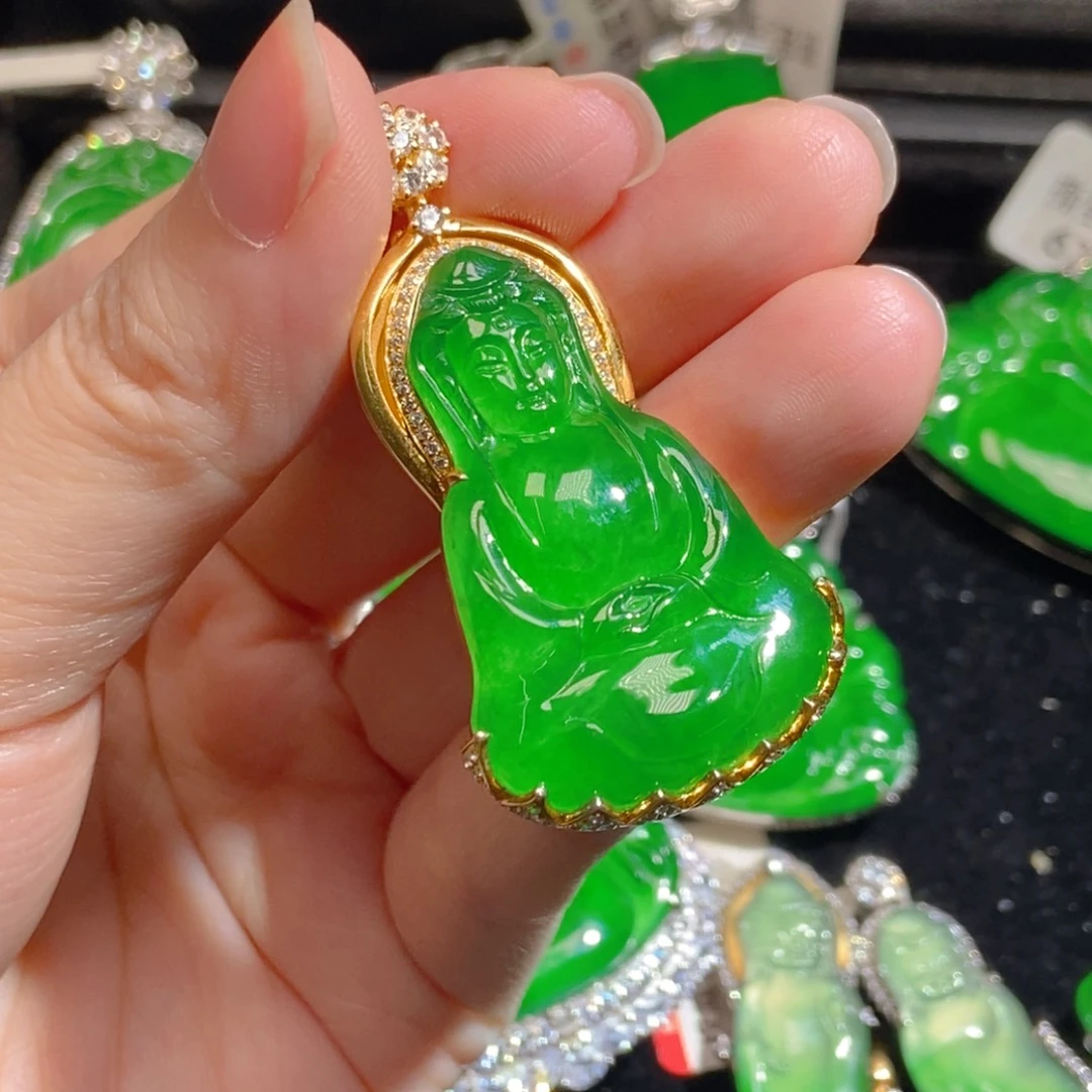 翡翠银S925镶嵌吊坠(不含链)