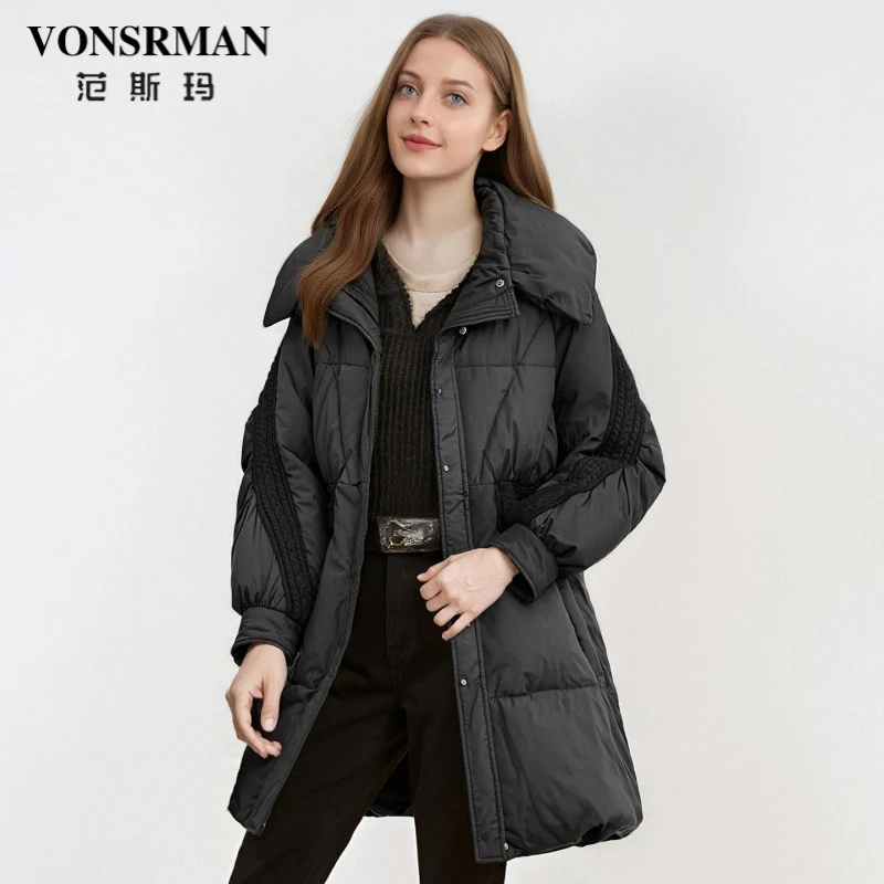 轻薄不臃肿黑色羽绒服女2025冬季新款高端奢华时尚洋气保暖外套潮