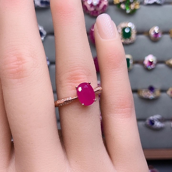 戒指银S925镶嵌红宝石