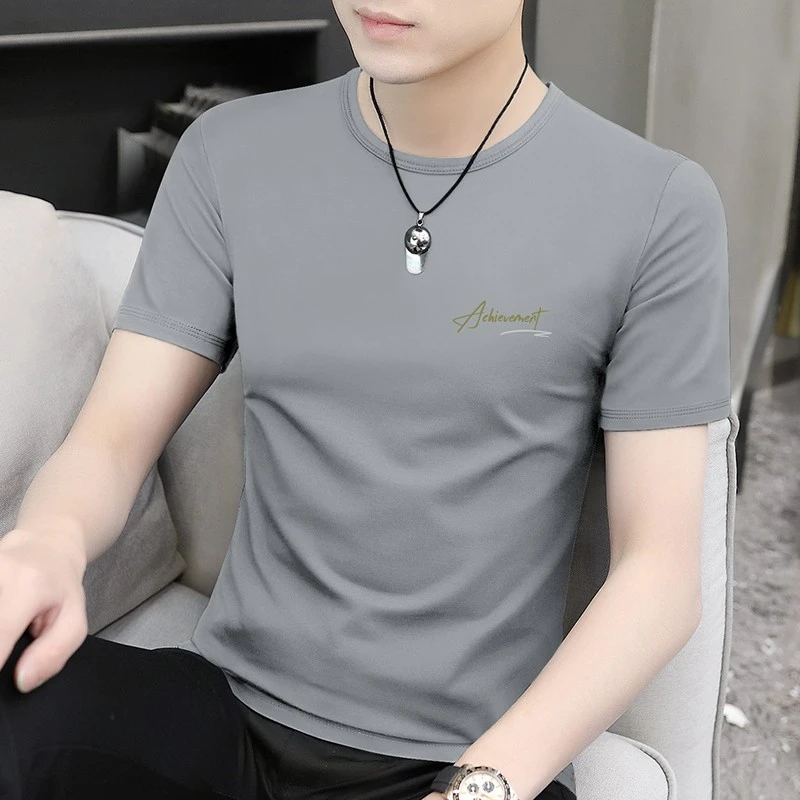 仓石一树潮牌冰丝短袖创意男装轻奢痞帅男装男士韩式穿搭美高穿搭