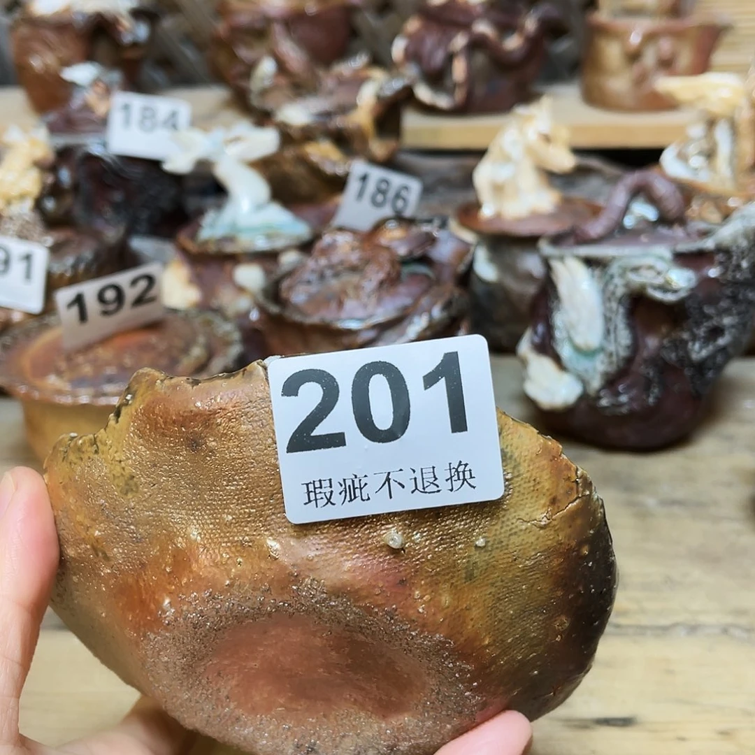 杯阿*柴烧粗陶手捏壶承微瑕