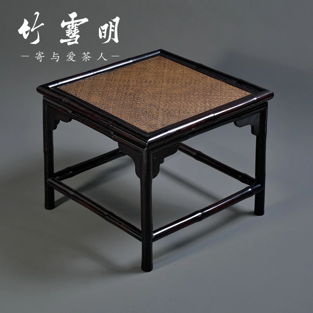 竹雪明|明式小方桌手工竹家具红竹靠背椅泡茶桌仿古小方几小茶桌