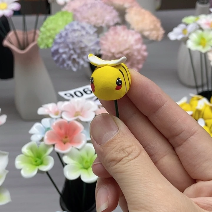 摆件手工制作陶瓷花小蜜蜂