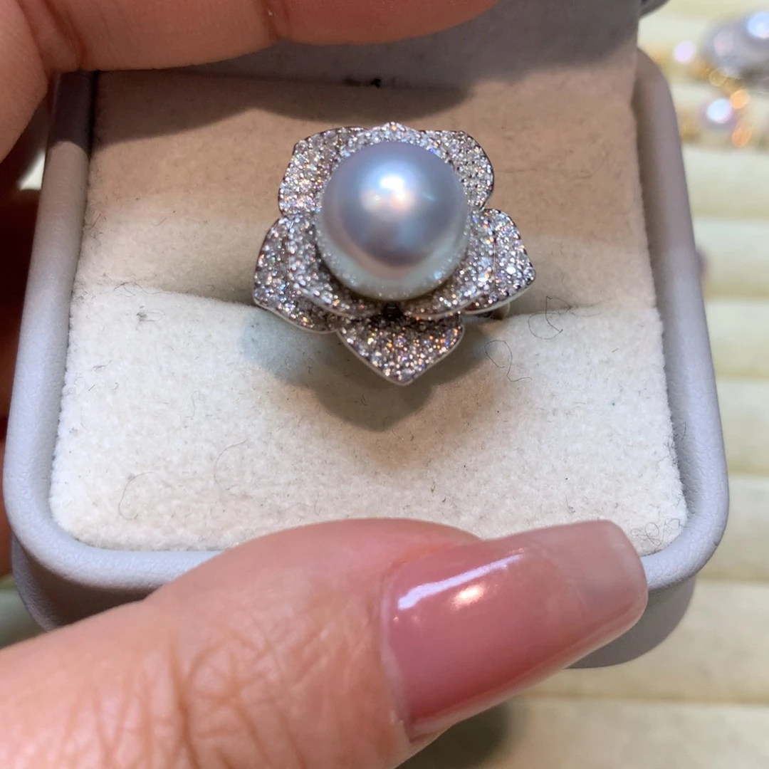 海水珍珠戒指银S925镶嵌